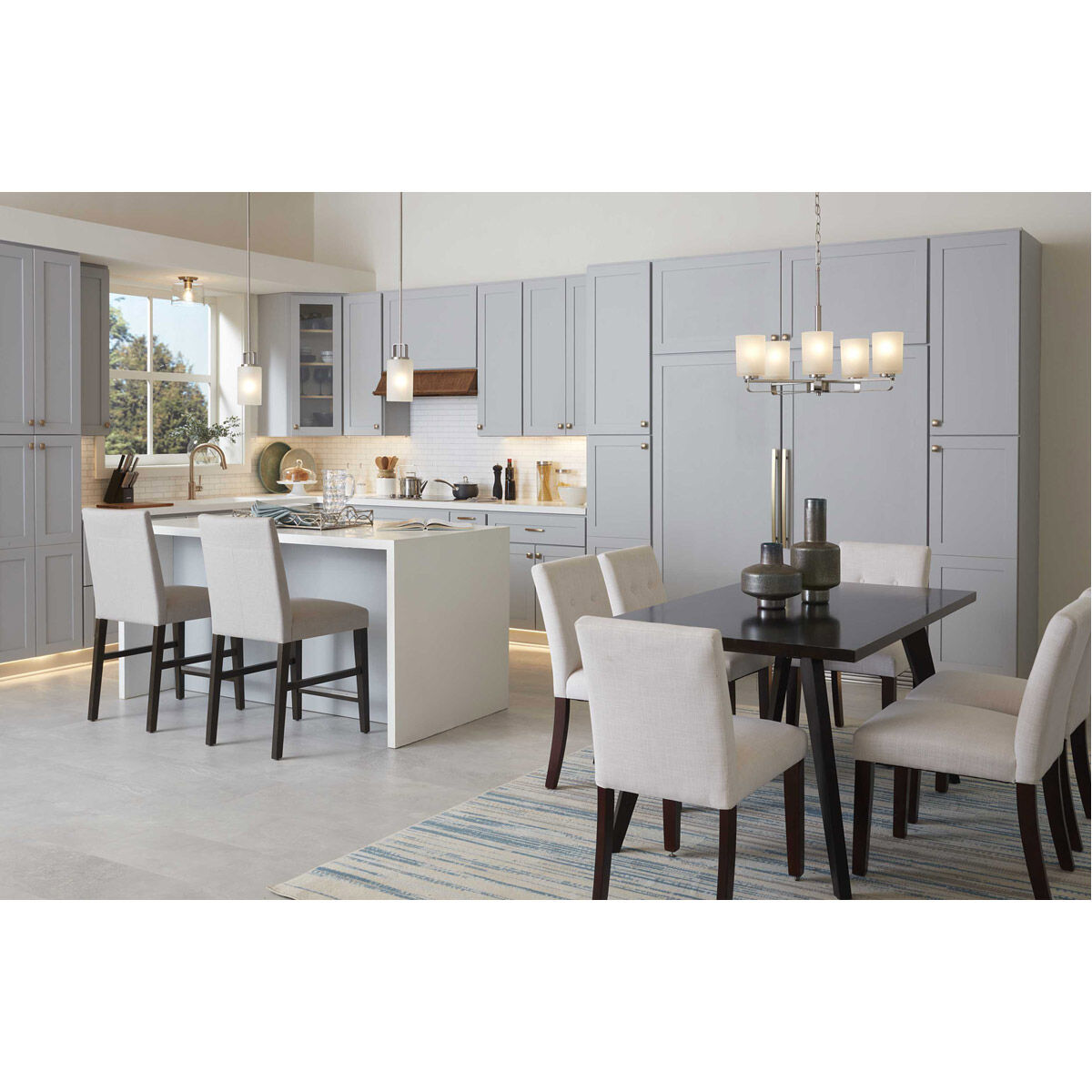 League 5 Light 24 inch Brushed Nickel Chandelier Ceiling Light