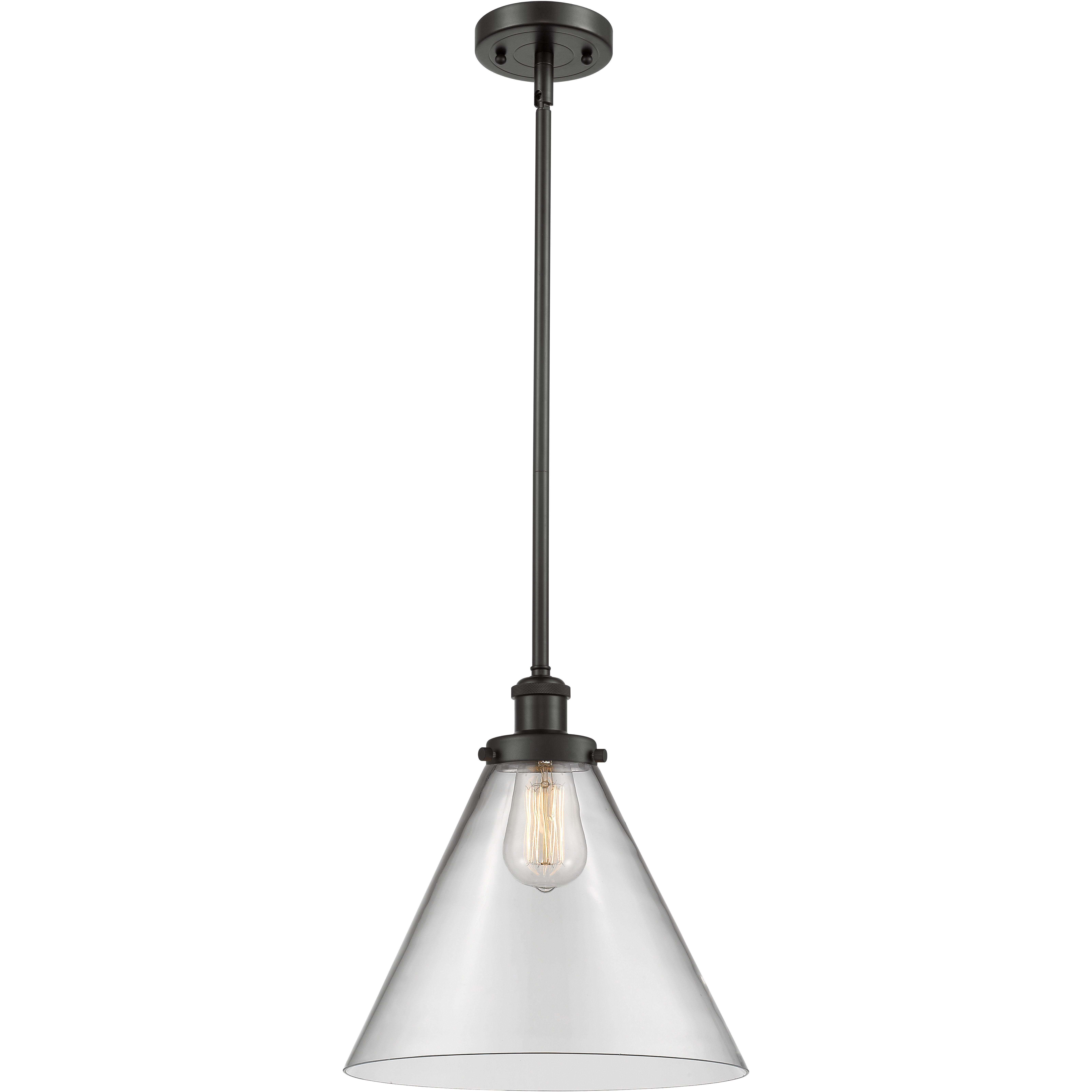 Ballston X-Large Cone LED 12 inch Oil Rubbed Bronze Pendant Ceiling Light in Clear Glass