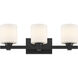 Abelson 3 Light 22 inch Matte Black Bathroom Vanity Light Wall Light