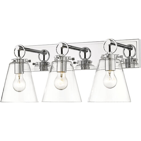 Harper 3 Light 23 inch Chrome Vanity Wall Light in Burnished Silver