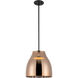 Trinity LED 11.38 inch Black Pendant Ceiling Light in Copper Glass