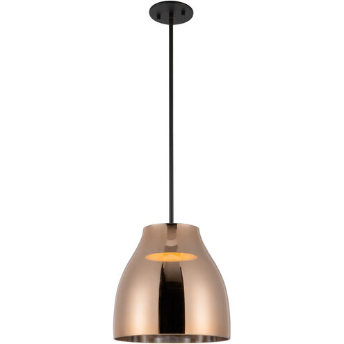 Trinity LED 11.38 inch Black Pendant Ceiling Light in Copper Glass