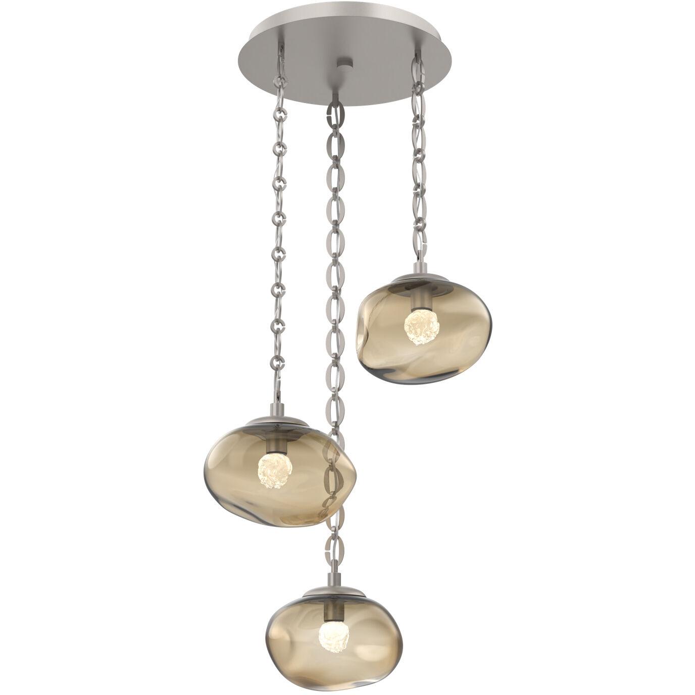 Nova LED 22.2 inch Beige Silver Multi-Pendant Ceiling Light in Bronze, 2700K LED, Oval Chain