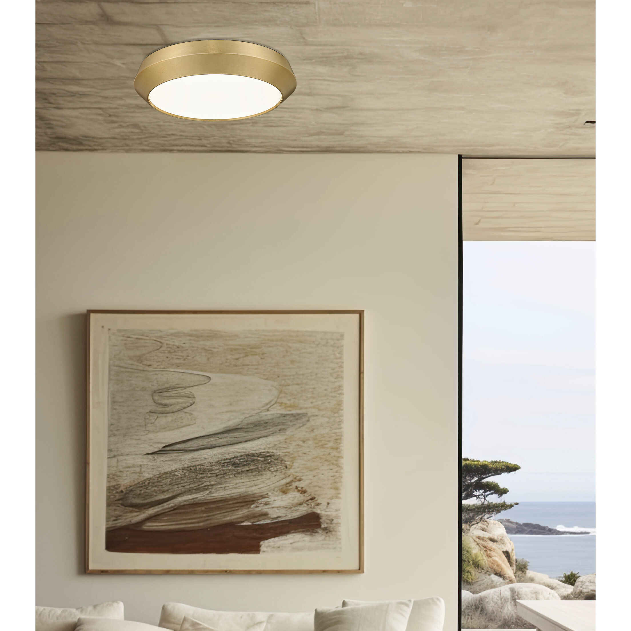 Quasars LED 16 inch Modern Gold Flush Mount Ceiling Light