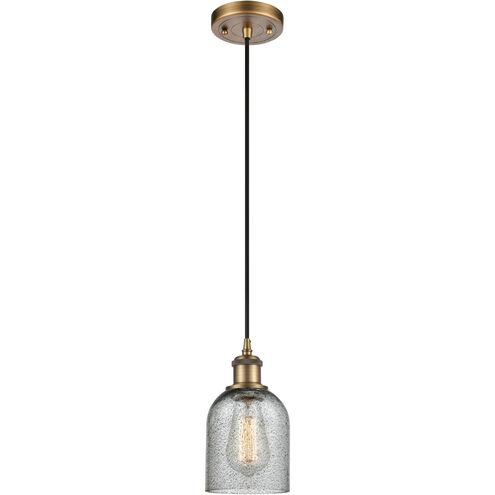 Ballston Caledonia LED 5 inch Brushed Brass Mini Pendant Ceiling Light in Charcoal Glass, Black Textured, Ballston