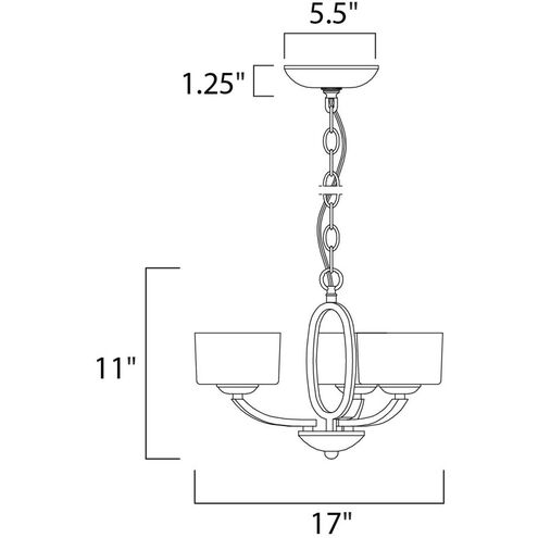 Elle 3 Light 17 inch Polished Chrome Semi Flush Mount Ceiling Light