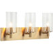 Candela 3 Light 20.88 inch Aged Gold Brass Wall Sconce Wall Light in Aged Gold Brass and Clear