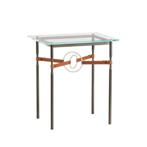 Equus 25.1 X 22 inch Oil Rubbed Bronze and Soft Gold Side Table in Leather Chestnut, Oil Rubbed Bronze/Soft Gold