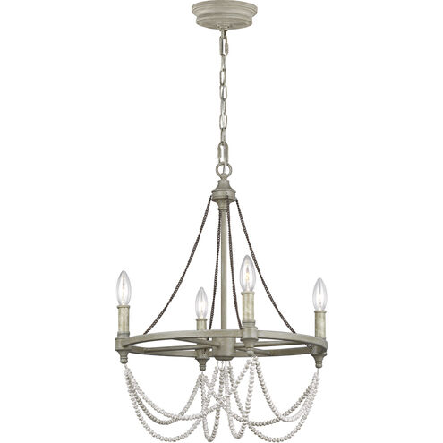 Sean Lavin Beverly 4 Light 18 inch French Washed Oak / Distressed White Wood Chandelier Ceiling Light