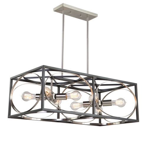 Corona 8 Light 30 inch Black and Polished Nickel Island Light Ceiling Light