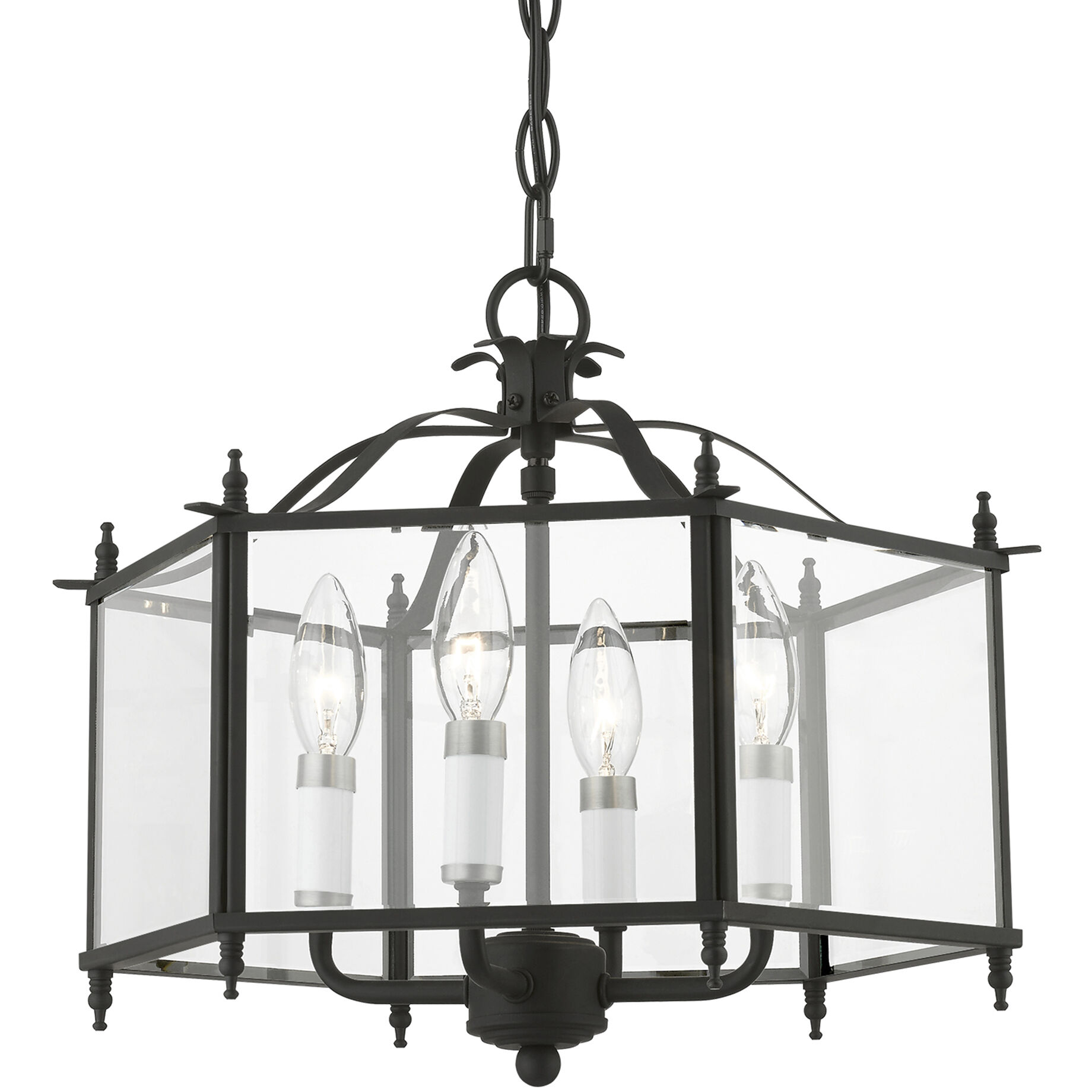 Livingston 4 Light 16 inch Black with Brushed Nickel Accents Convertible Pendant / Semi-Flush Ceiling Light
