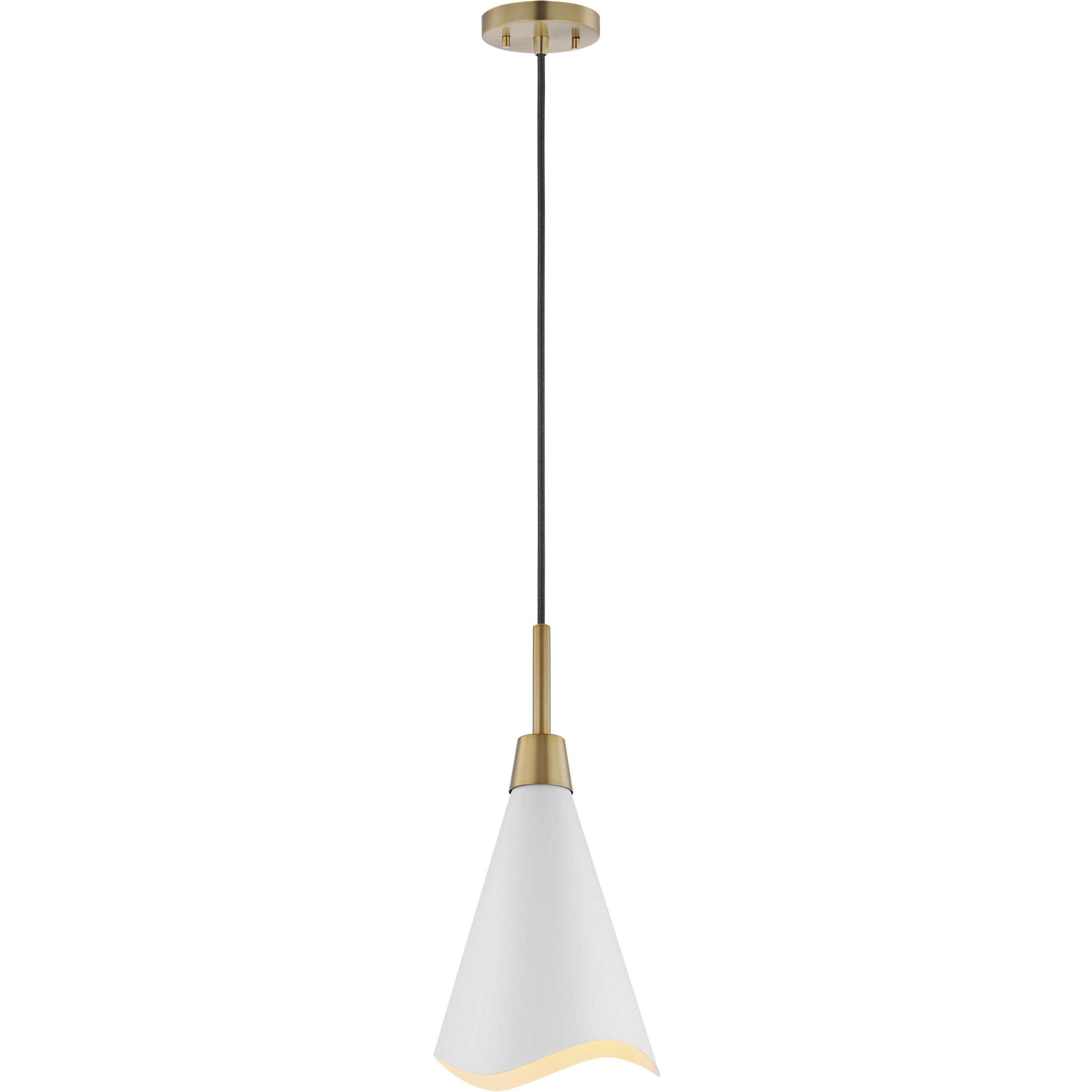 Tango 1 Light 8 inch Matte White/Burnished Brass Pendant Ceiling Light