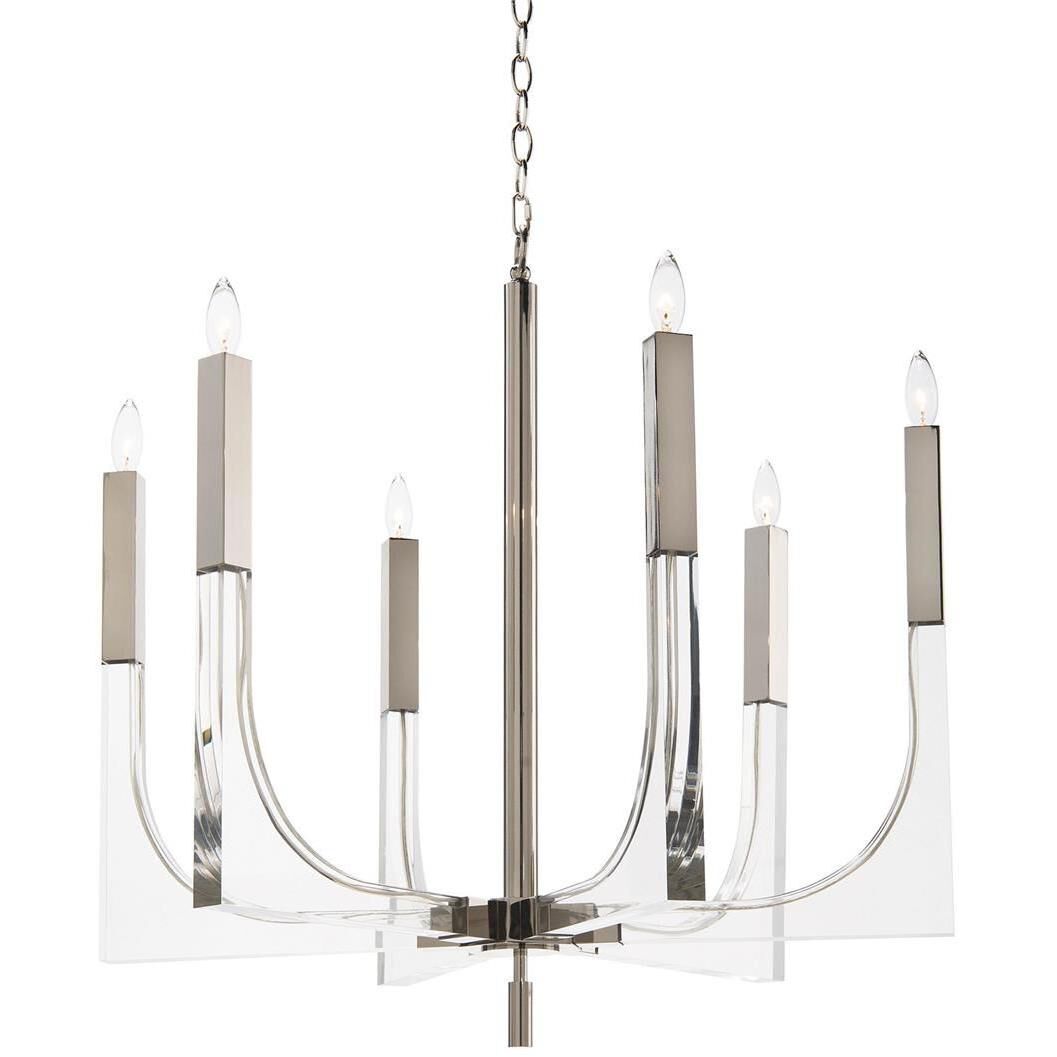 Acrylic 6 Light Acrylic And Nickel Chandelier Ceiling Light