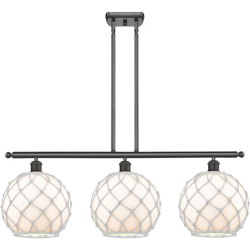Ballston Large Farmhouse Rope LED 36 inch Oil Rubbed Bronze Island Light Ceiling Light in White Glass with White Rope, Ballston