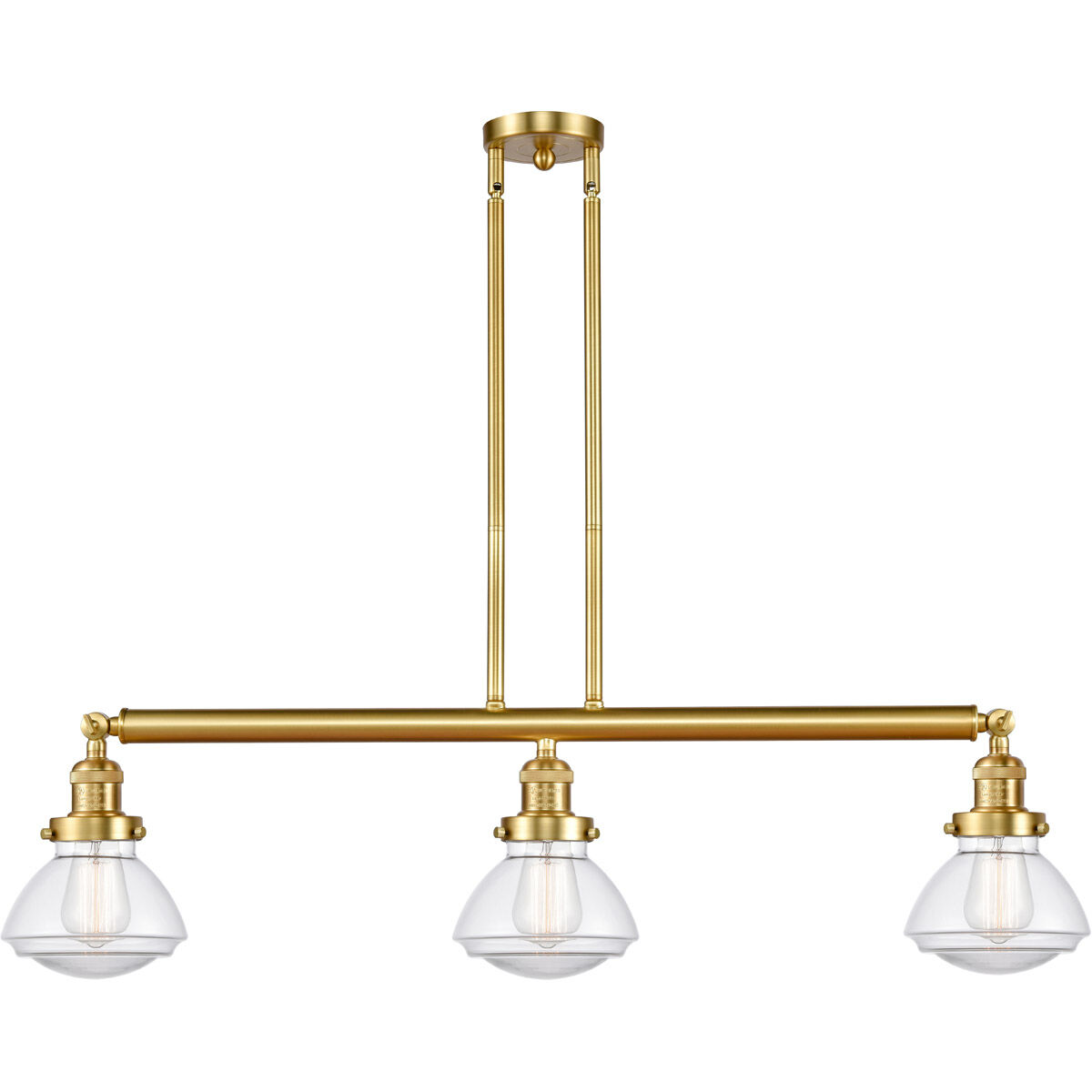 Franklin Restoration Olean 3 Light 39 inch Satin Gold Island Light Ceiling Light in Clear Glass, Franklin Restoration