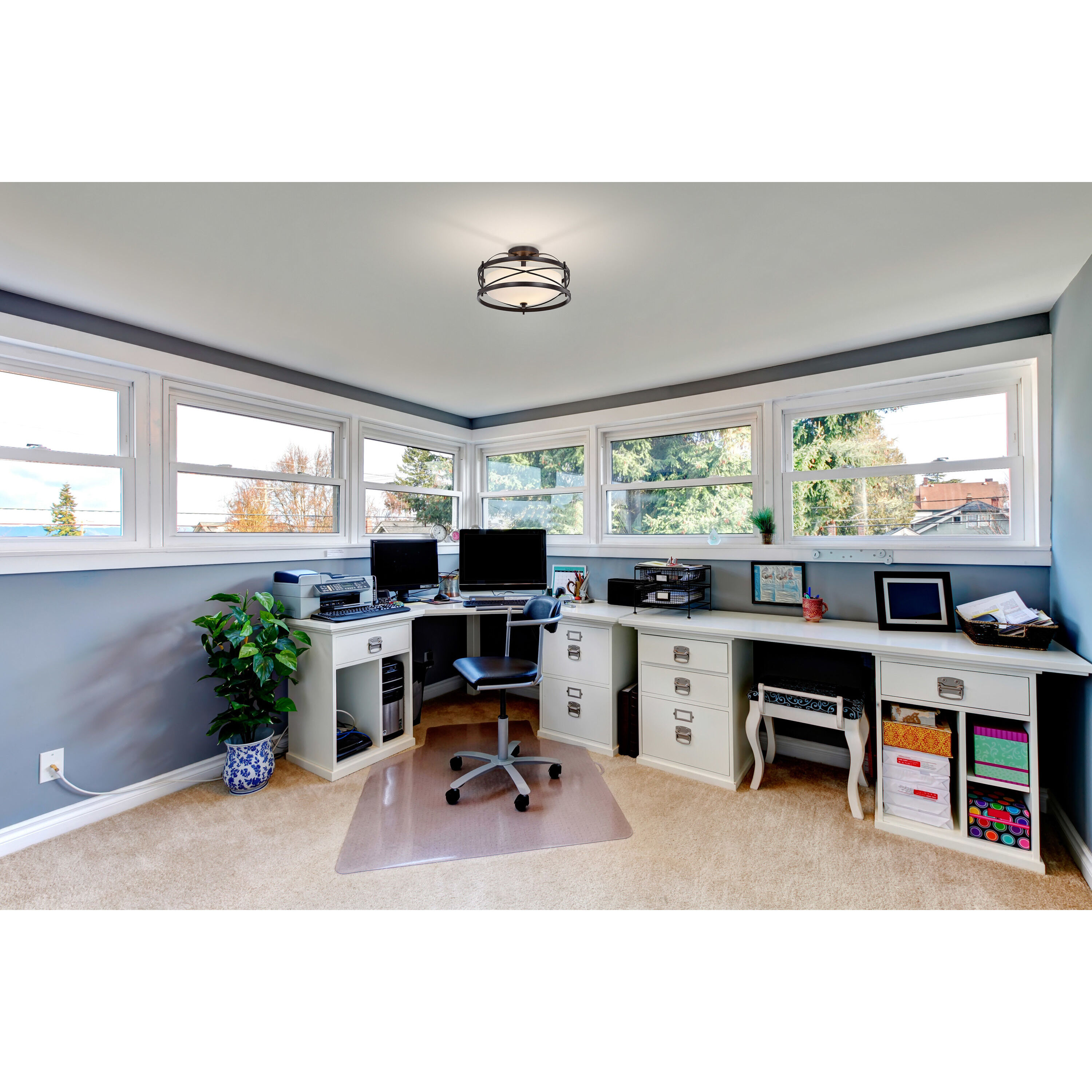 Ginger 2 Light 14 inch Old Bronze Semi Flush Mount Ceiling Light