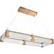 Parallel LED Novel Brass Linear Pendant Ceiling Light in 3000K LED, Clear Rimelight, Rectangular