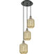 Ballston Preston 3 Light 13.25 inch Black Antique Brass Multi Pendant Ceiling Light in Mercury