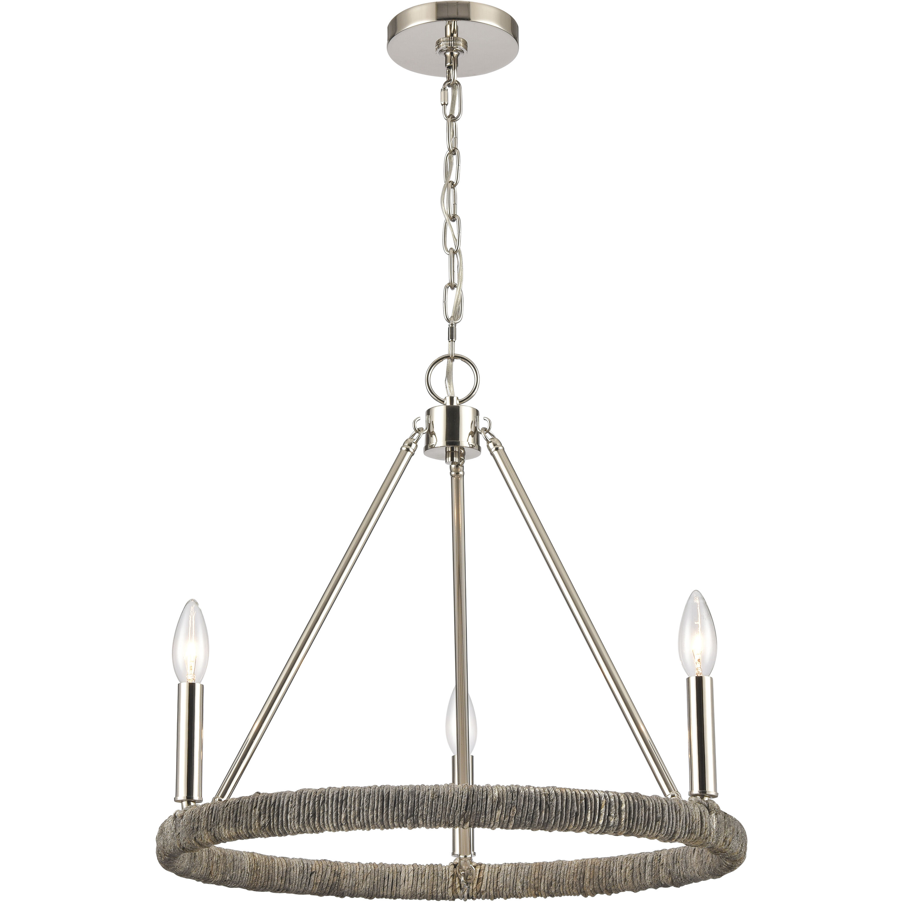 Abaca 3 Light 20 inch Polished Nickel Chandelier Ceiling Light