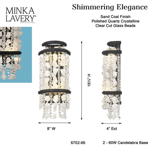 Shimmering Elegance 2 Light 4 inch Sand Coal Wall Sconce Wall Light