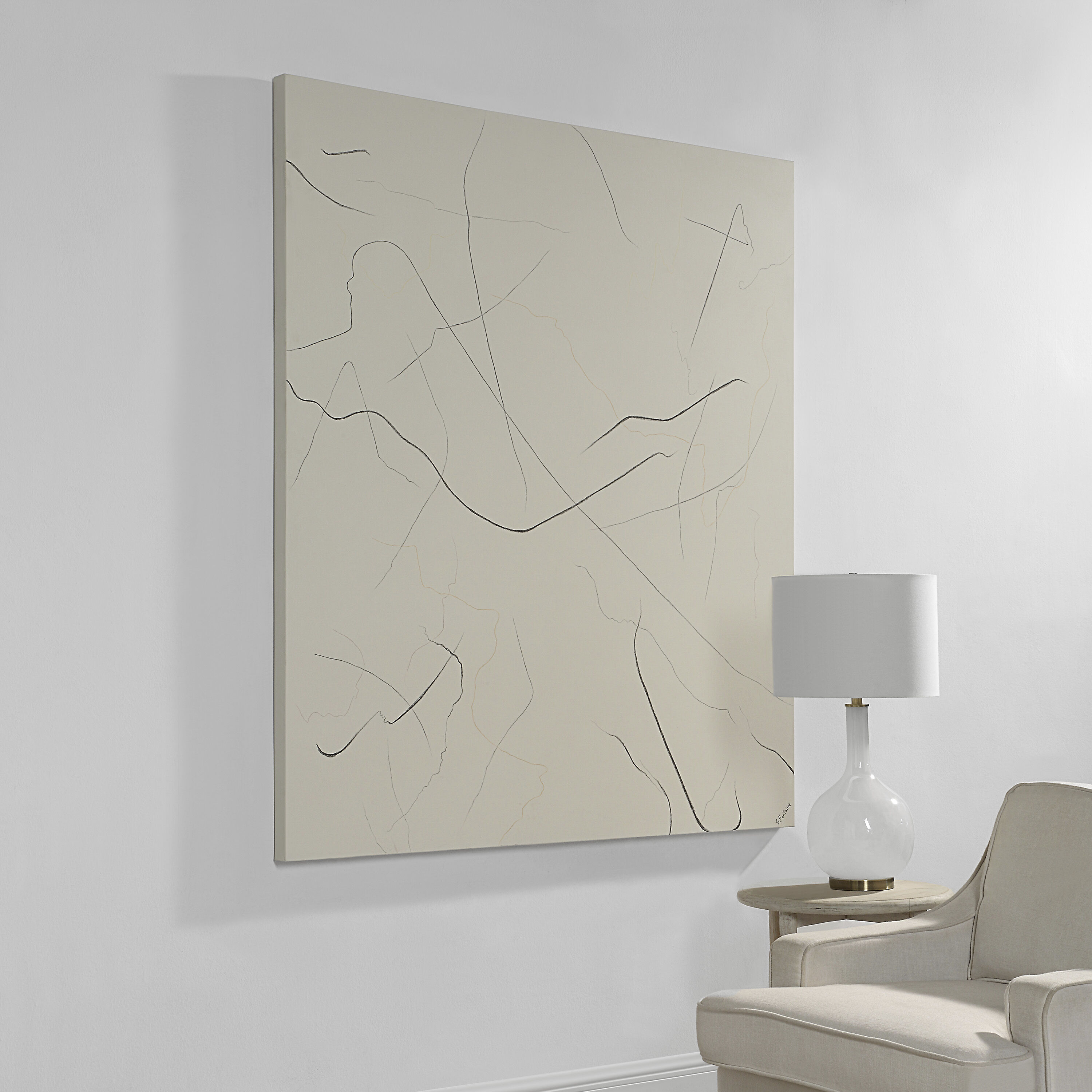 Bruges Beige and Black Canvas Art