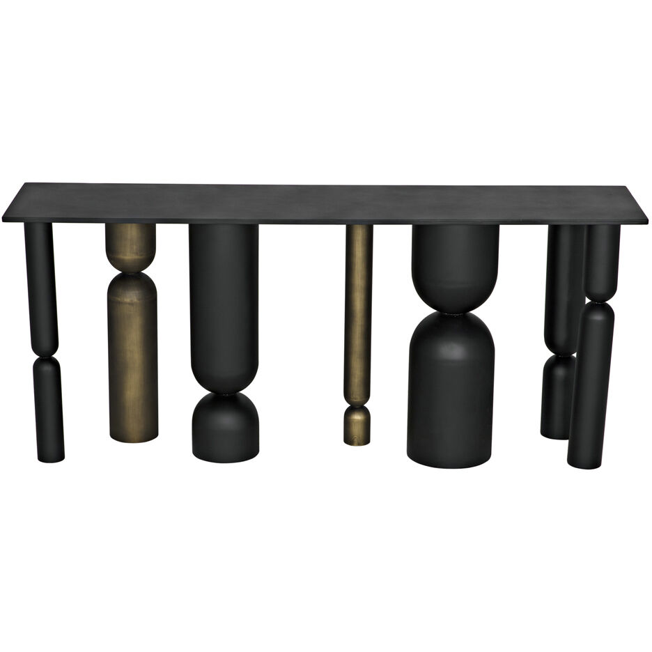 Figaro 71 X 17 inch Matte Black and Aged Brass Console