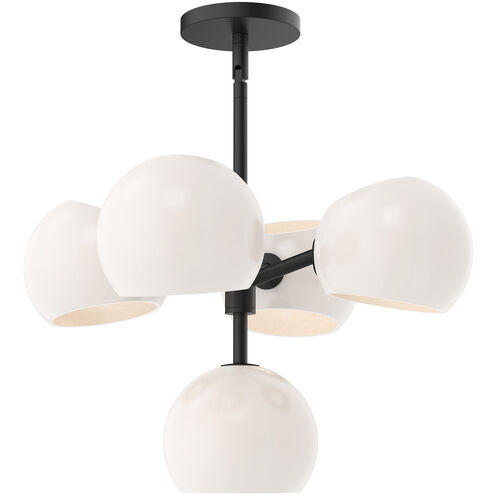 Alora Mood Willow 5 Light 18 inch Matte Black Chandelier Ceiling Light in Opal Glass