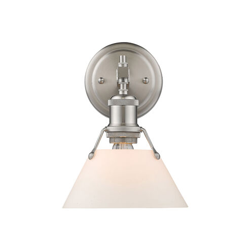 Orwell 1 Light 9 inch Pewter Bath Vanity Wall Light in Opal Glass