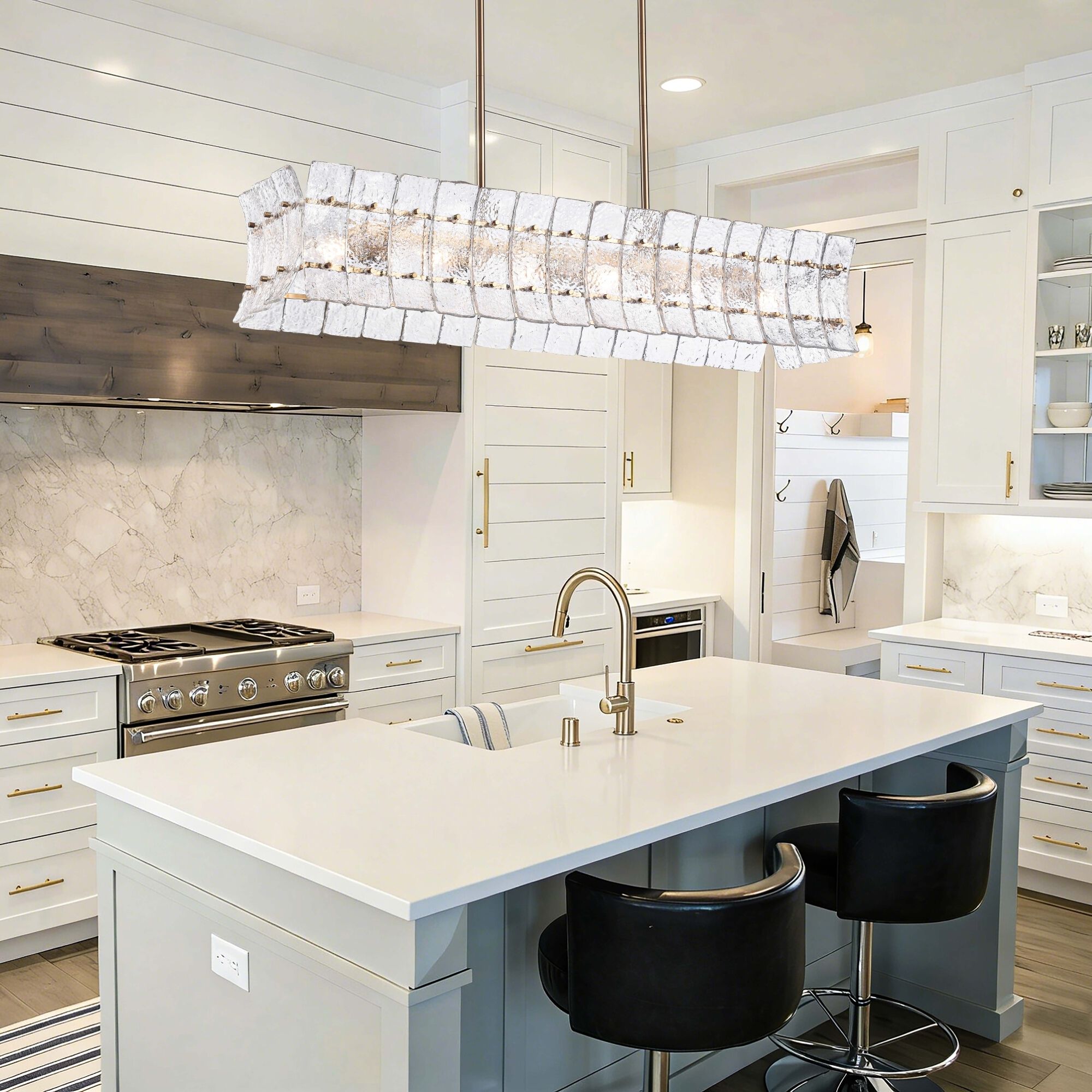 Sophie 6 Light 47 inch Lacquered Gold Linear Chandelier Ceiling Light