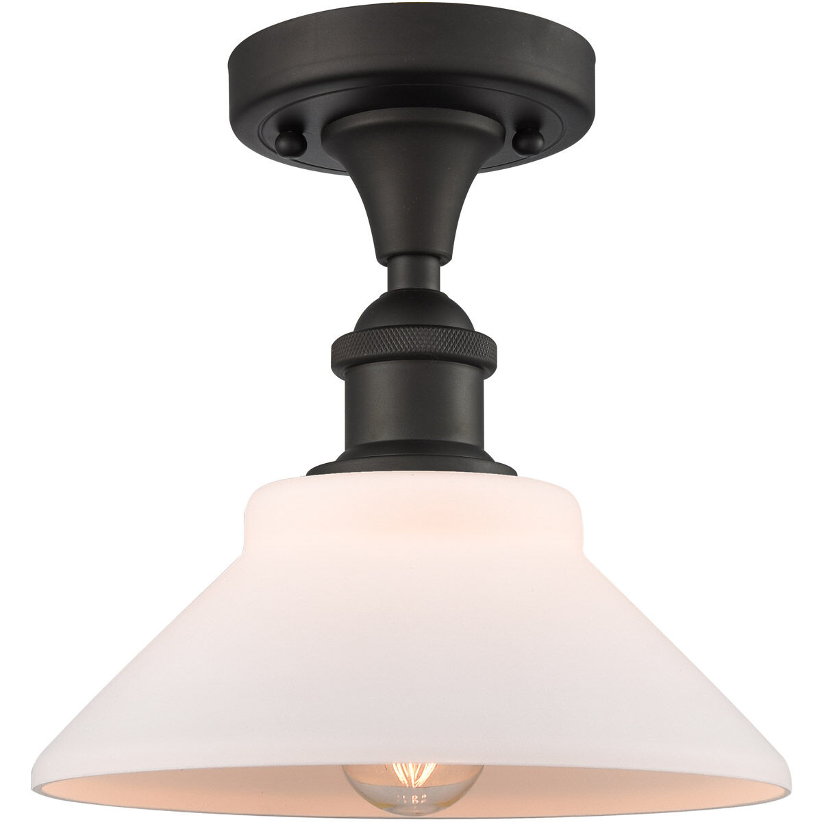 Ballston Orwell 1 Light 8 inch Oil Rubbed Bronze Semi-Flush Mount Ceiling Light in Matte White Glass, Ballston