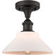 Ballston Orwell 1 Light 8 inch Oil Rubbed Bronze Semi-Flush Mount Ceiling Light in Matte White Glass, Ballston