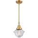 Franklin Restoration Small Oxford 1 Light 8 inch Satin Gold Mini Pendant Ceiling Light in Clear Glass
