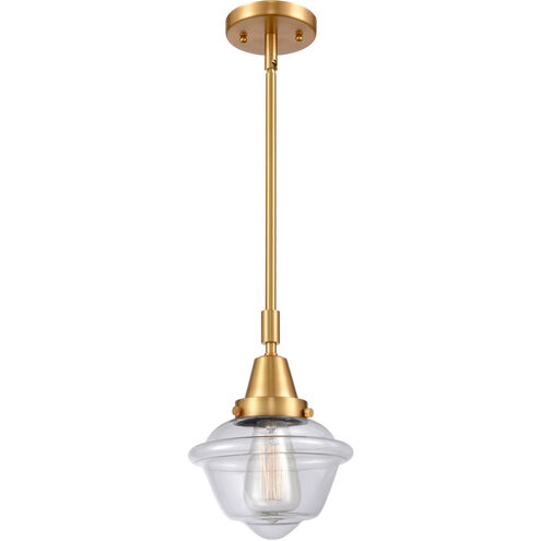 Franklin Restoration Small Oxford 1 Light 8 inch Satin Gold Mini Pendant Ceiling Light in Clear Glass