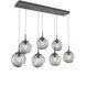 Aster LED LED Graphite Linear Pendant Ceiling Light in 2700K LED, Zircon Inner - Smoke Outer, Multi-Port