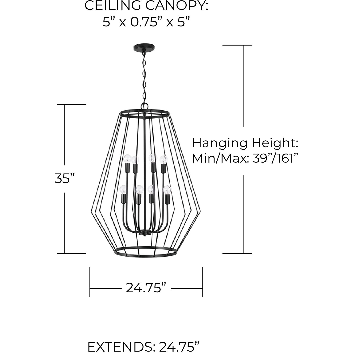 Corey 8 Light 25 inch Matte Black Foyer Ceiling Light
