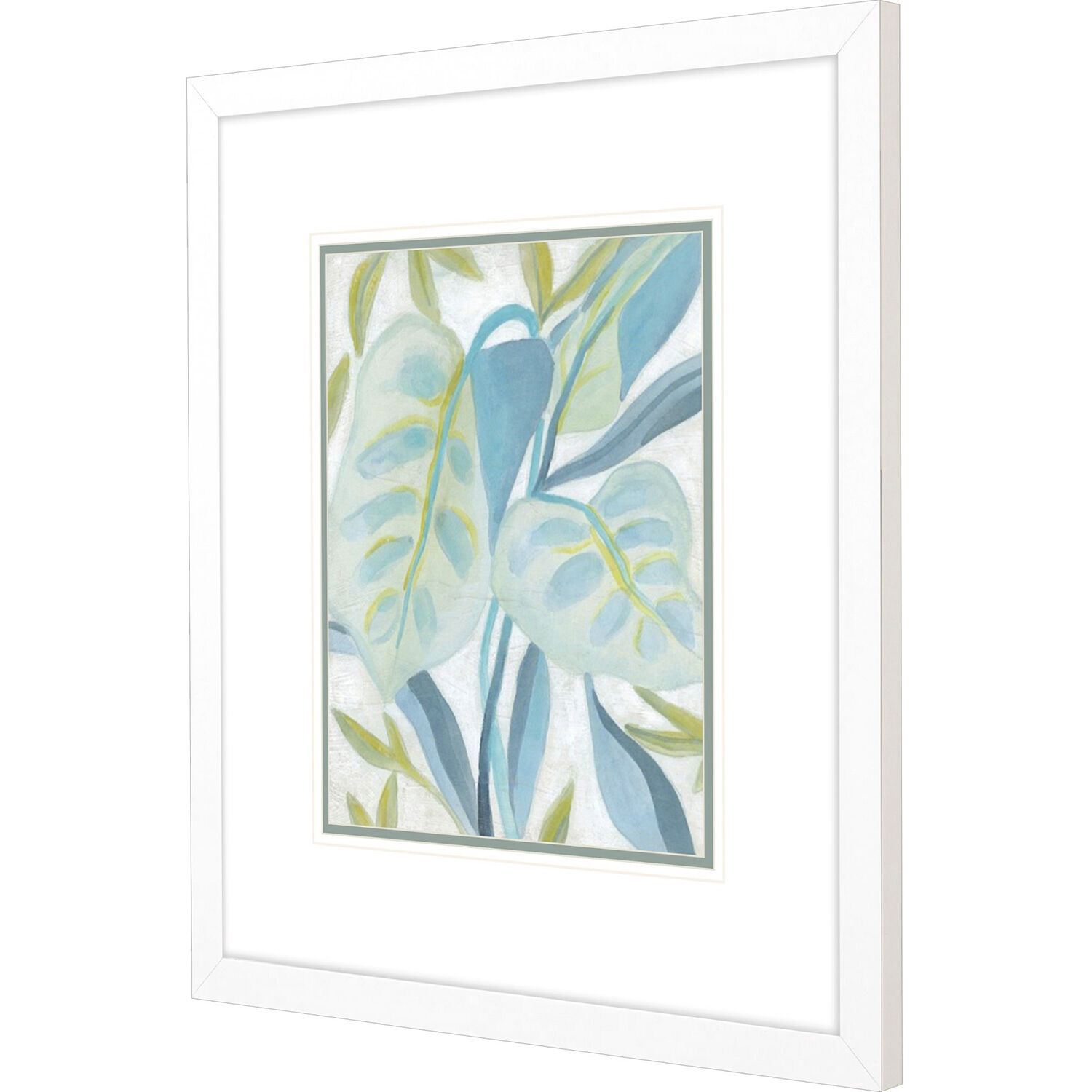 Aqua Tropical Leaves Blue and Green and Turquoise Framed Art, Propac