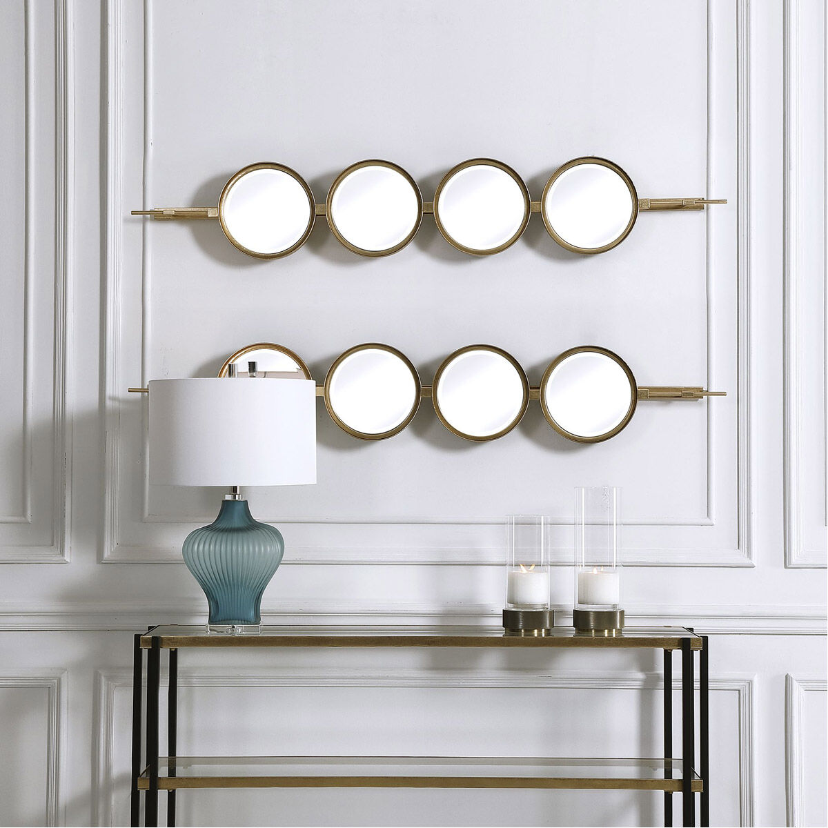 Button 60 X 10 inch Gold Leaf Wall Mirror