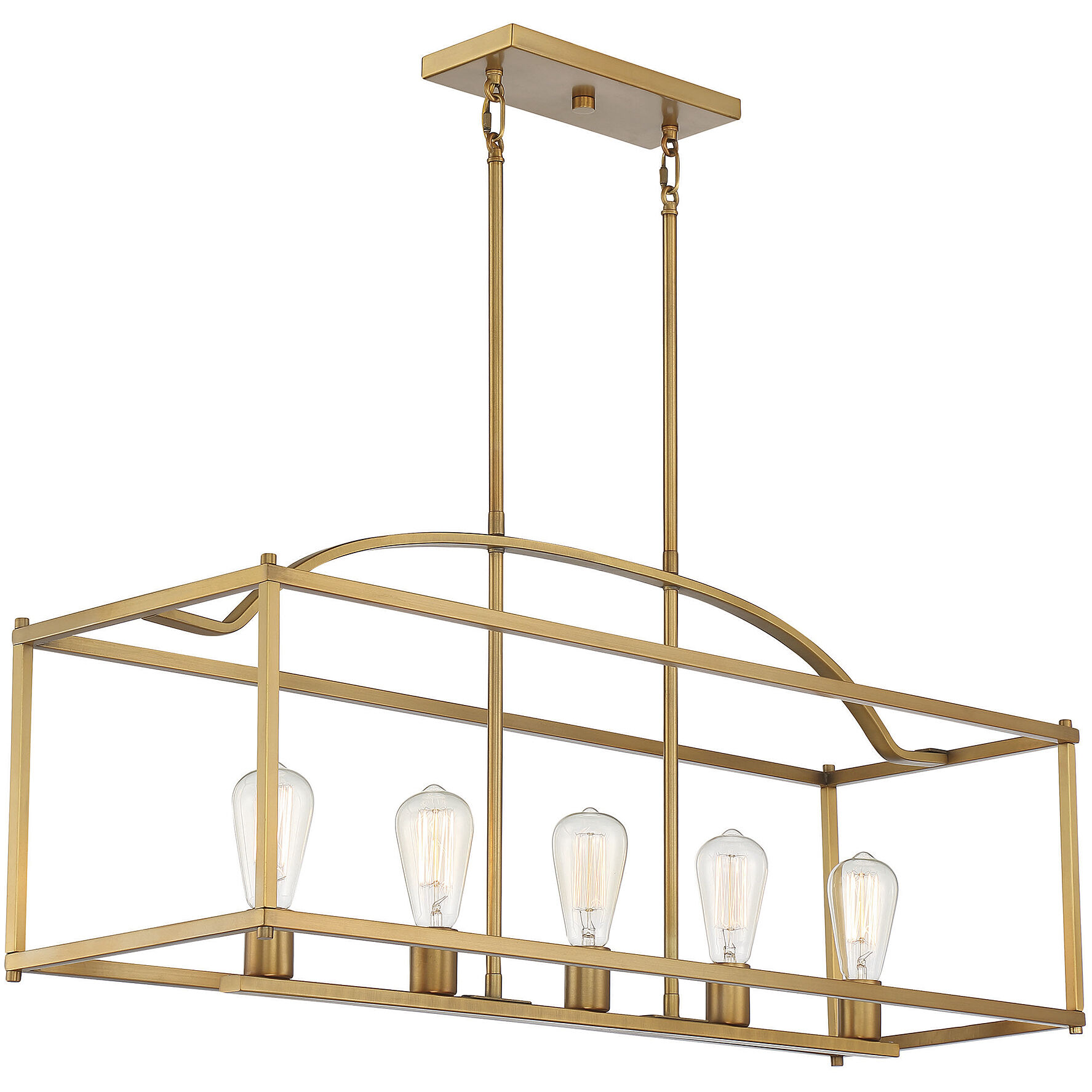 Palladian 5 Light 38 inch Warm Brass Linear Chandelier Ceiling Light, Essentials