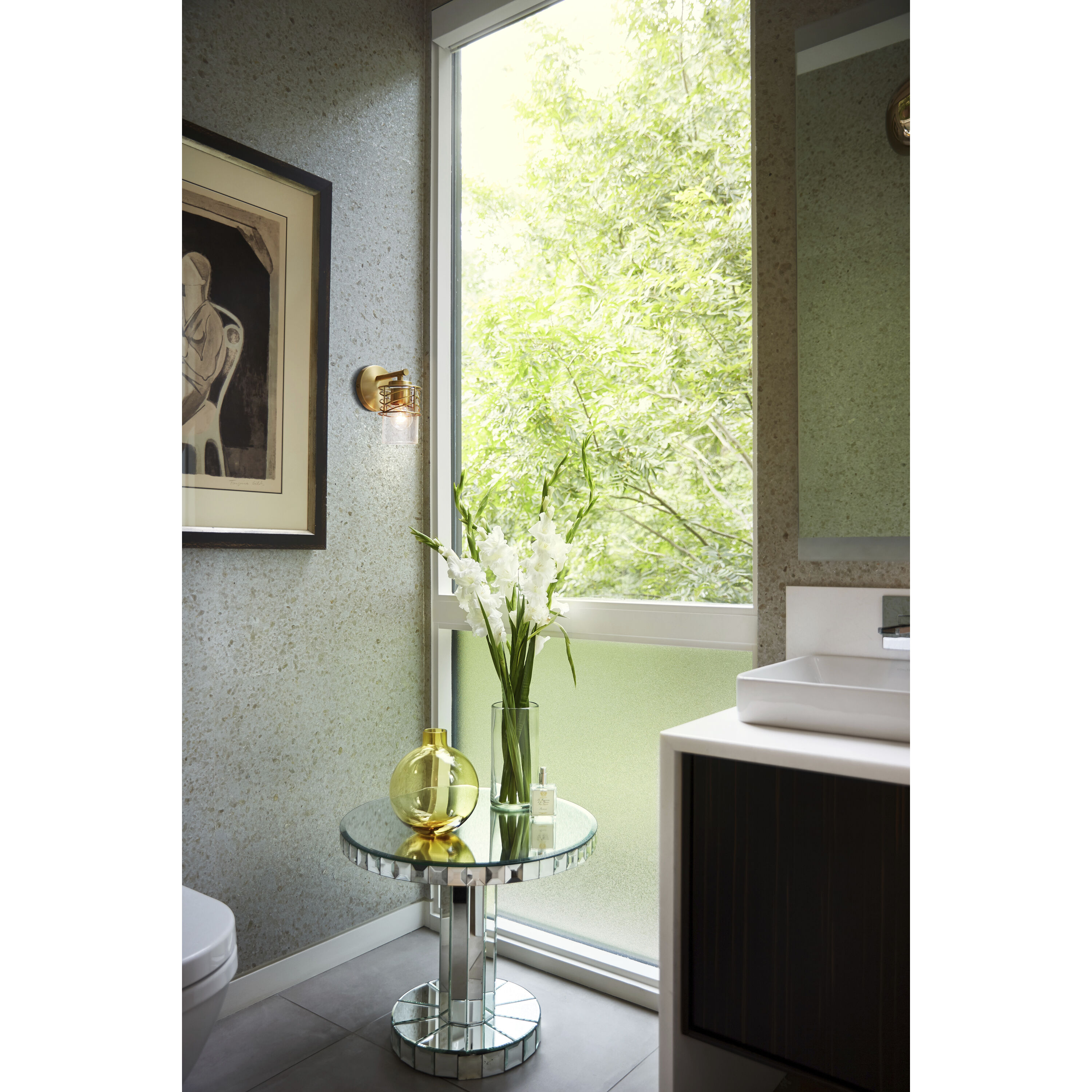 Della 1 Light 6.5 inch Lacquered Brass Vanity Light Wall Light