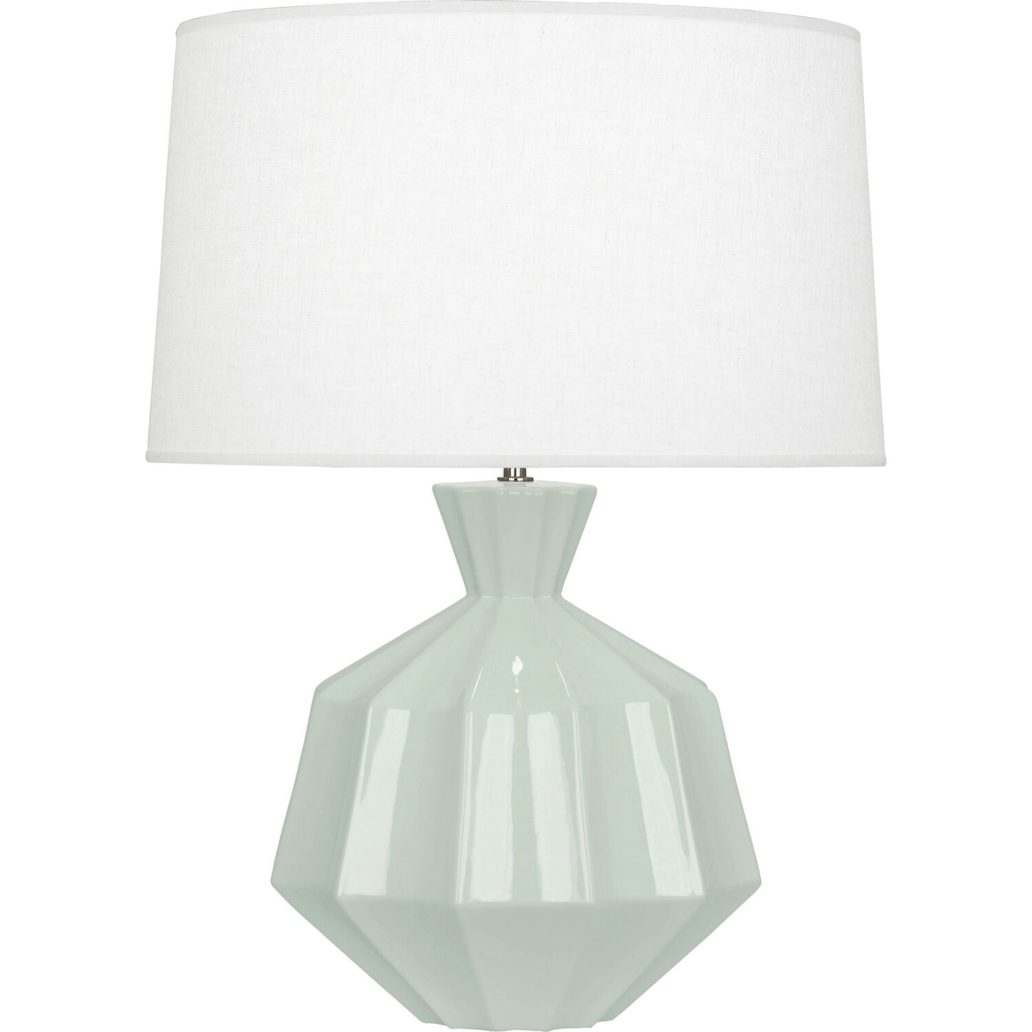 Orion 27 inch 150 watt Celadon Table Lamp Portable Light, Polished Nickel Accents