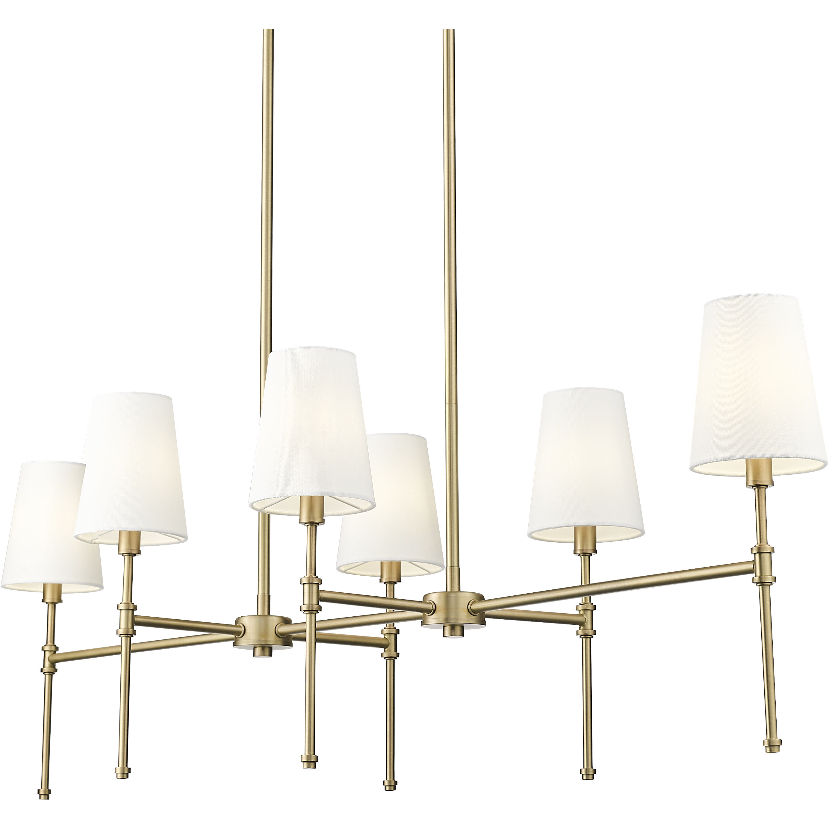 Adorra 6 Light 48 inch Vintage Brass Linear Chandelier Ceiling Light