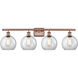Ballston Athens 4 Light 36 inch Antique Copper Bath Vanity Light Wall Light in Clear Glass, Ballston