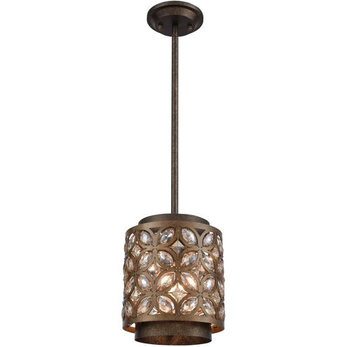 Rosslyn 1 Light 8 inch Deep Bronze with Clear Mini Pendant Ceiling Light