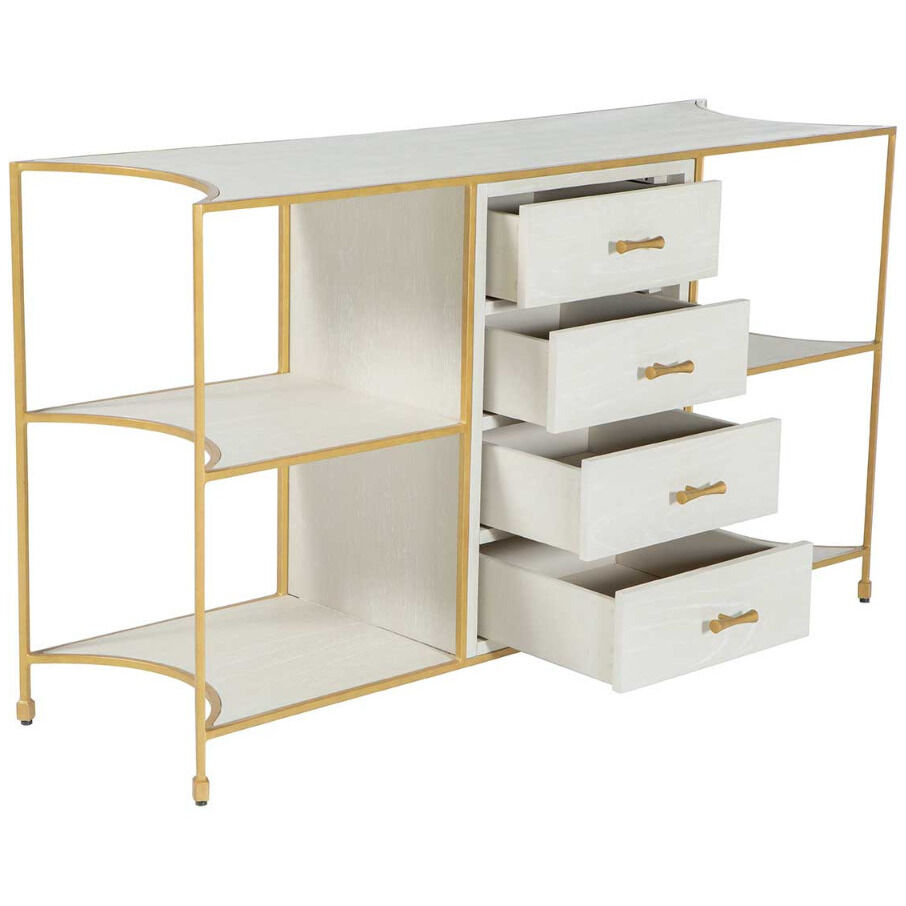 Jeanelle 53.5 X 16 inch Cerused White / Stained Gold Console Table