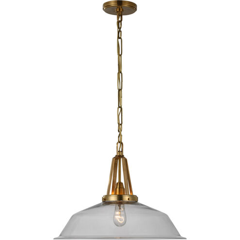 Chapman & Myers Layton LED 20 inch Antique-Burnished Brass Pendant Ceiling Light in Clear Glass
