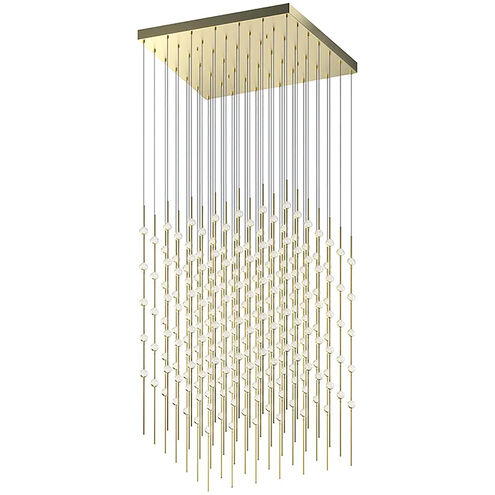 Constellation LED 30 inch Satin Brass Chandelier Ceiling Light in 3000K, Clear, Standard Suspension