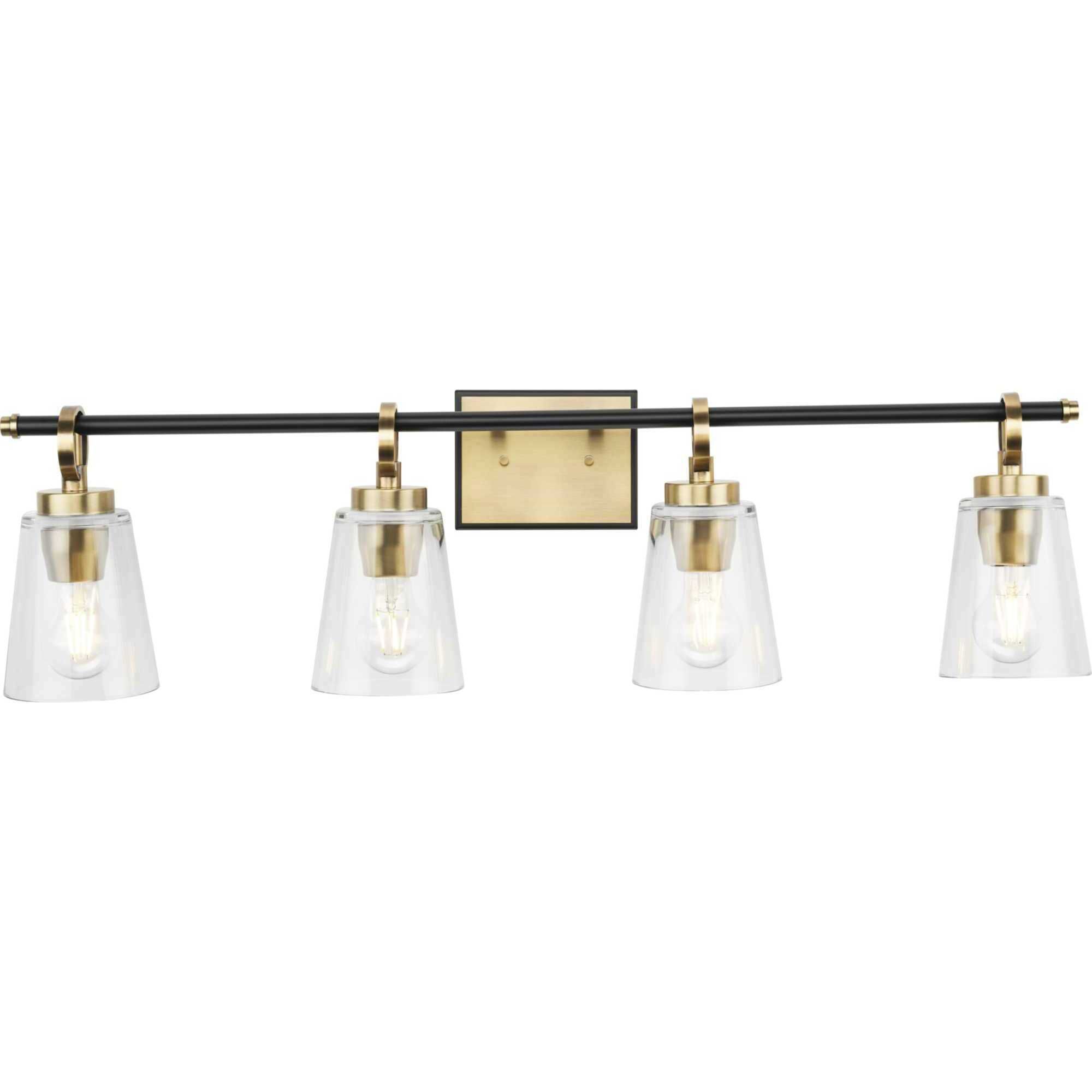 Cassell 4 Light 33.87 inch Vintage Brass Bathroom Vanity Light Wall Light