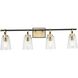 Cassell 4 Light 33.87 inch Vintage Brass Bathroom Vanity Light Wall Light