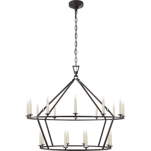 Chapman & Myers Darlana 20 Light 40 inch Aged Iron Two-Tiered Ring Chandelier Ceiling Light, Large