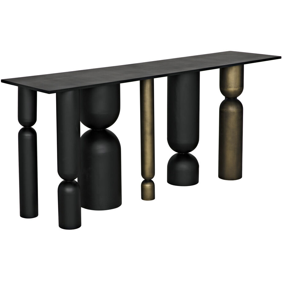 Figaro 71 X 17 inch Matte Black and Aged Brass Console